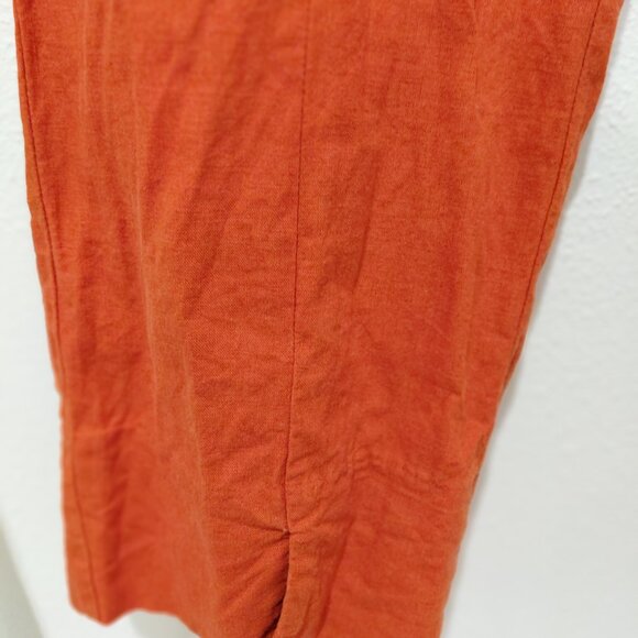Paloma S Nice Things Orange Linen Pants Pockets Size 36 Travel Casual Resort - Picture 3 of 7